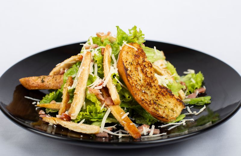 Caesar salad with romaine lettuce, croutons, and parmesan