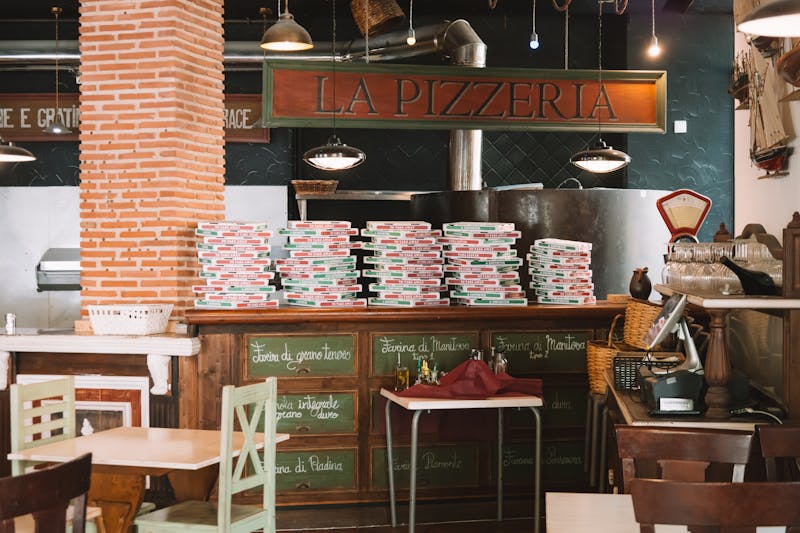 Pizza inn cozy interior dining area